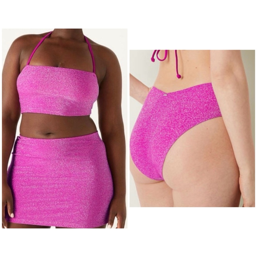 Pink VS Victoria’s Secret 3 piece shimmer swim suit bathing suit size XL